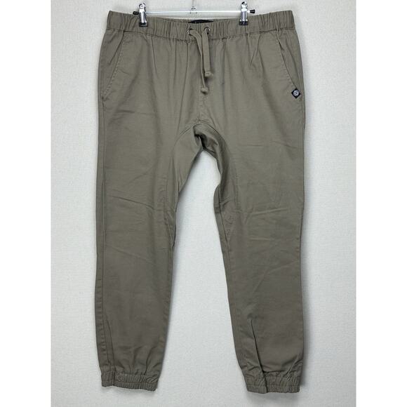 Akademics Men’s Khaki Large Jogger Style Pants Pockets Drawstring Cotton NWOT - Picture 1 of 15